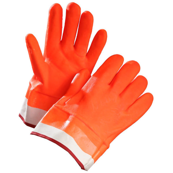 FOAM INSULATED ORANGE PVC GLOVES w/ SAFETY CUFF