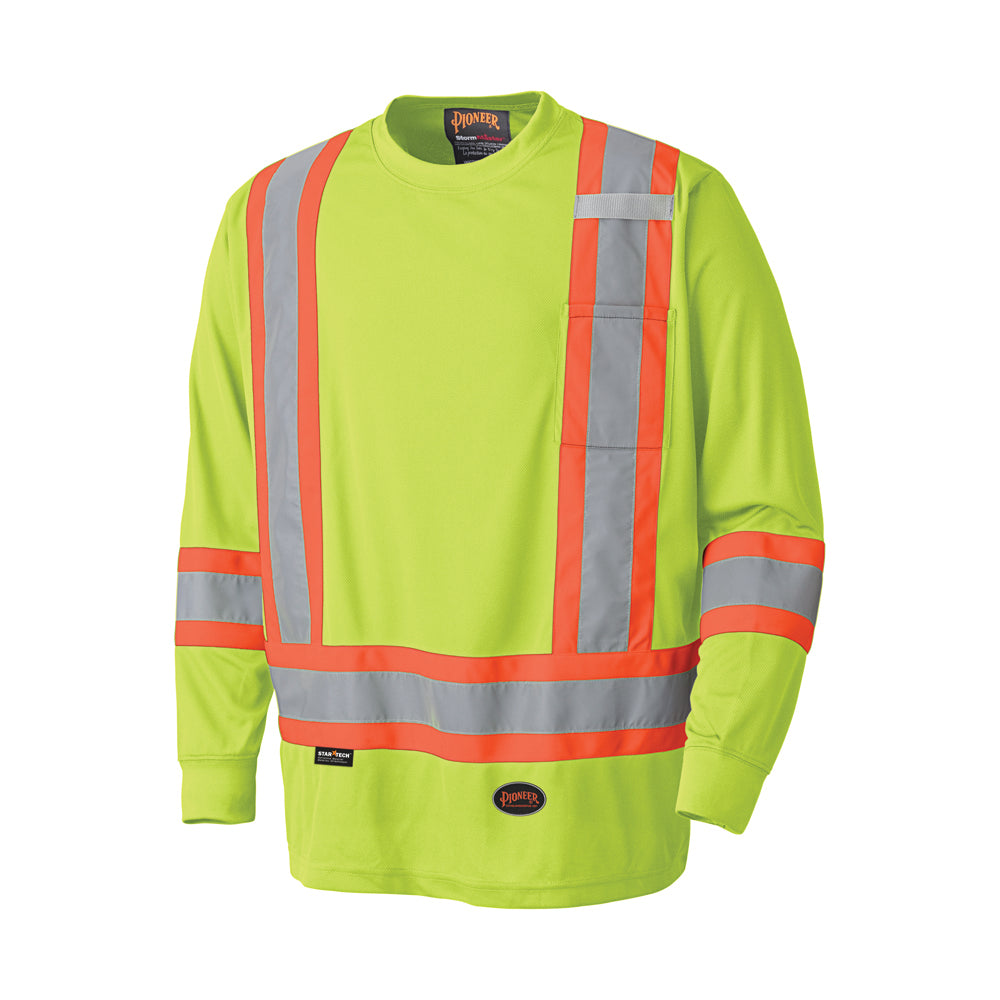 Pioneer Hi-Vis Bird's-Eye Long-Sleeved Safety Shirt - Hi-Vis
