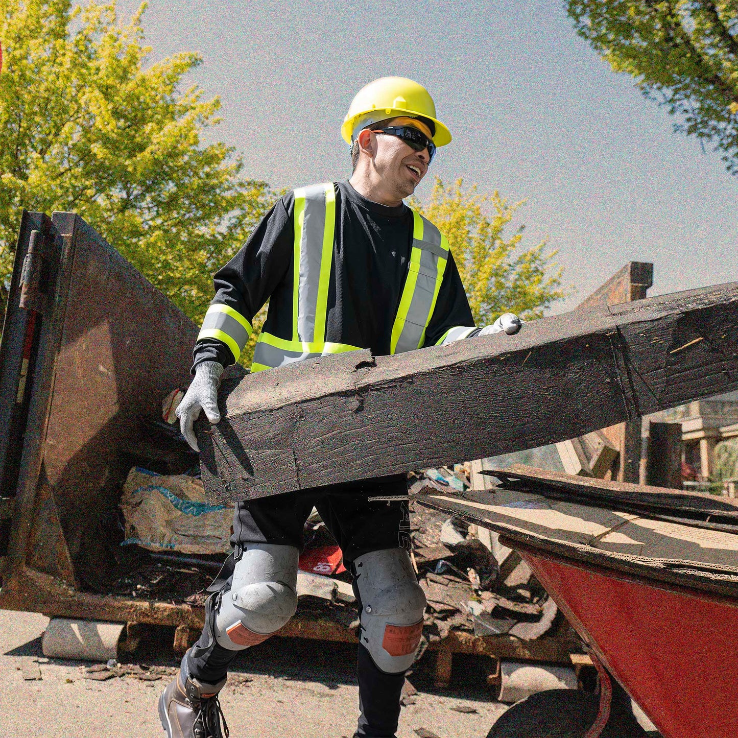 Pioneer Hi-Vis Bird's-Eye Long-Sleeved Safety Shirt - Black