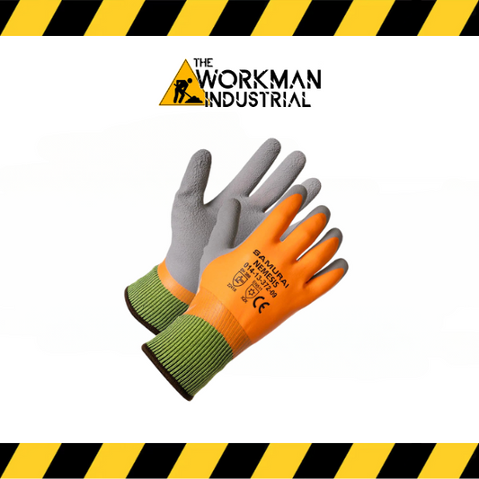 Pair of Forcefield Samurai Nemesis insulated, double-dipped latex work gloves.