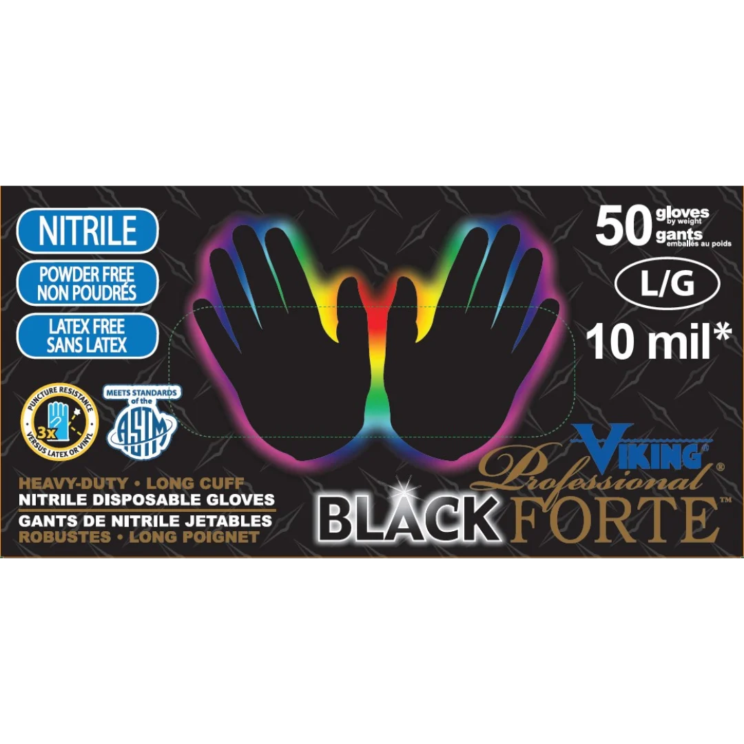 Viking Professional® Black Forte™ Disposable Nitrile Gloves