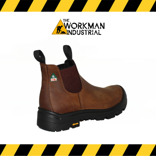 J. Audet Jr. 6-inch non-metallic work boot in Crazy Horse leather with a Vibram sole.
