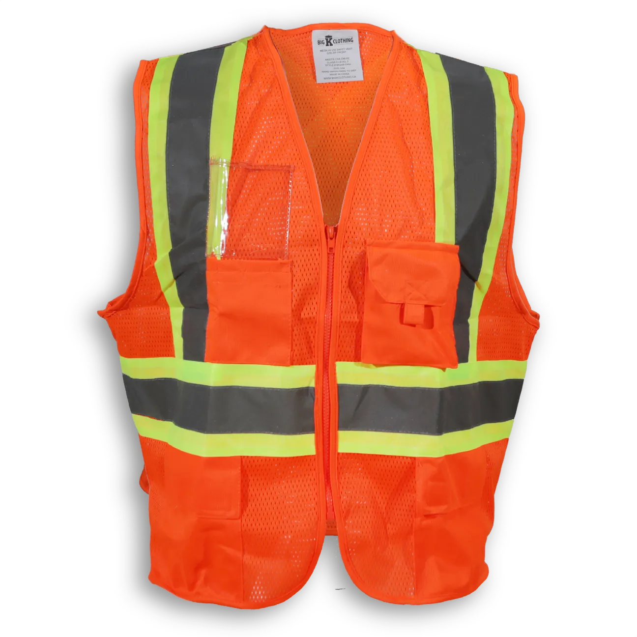 Big K 100% Polyester Mesh Safety Vest with Zipper Front