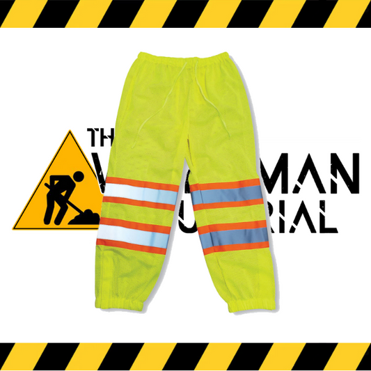 Big K hi-vis breathable mesh safety pants in fluorescent lime.