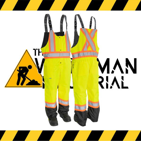 Forcefield hi-vis safety winter overalls in fluorescent lime.