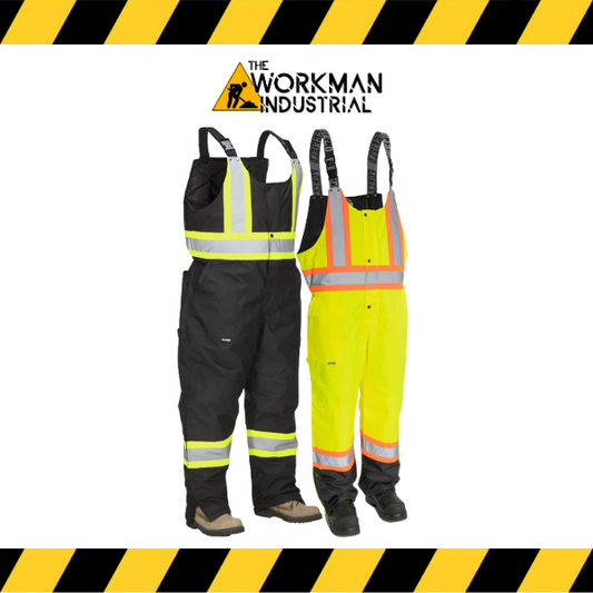 Forcefield hi-vis safety winter overalls in fluorescent black and lime.