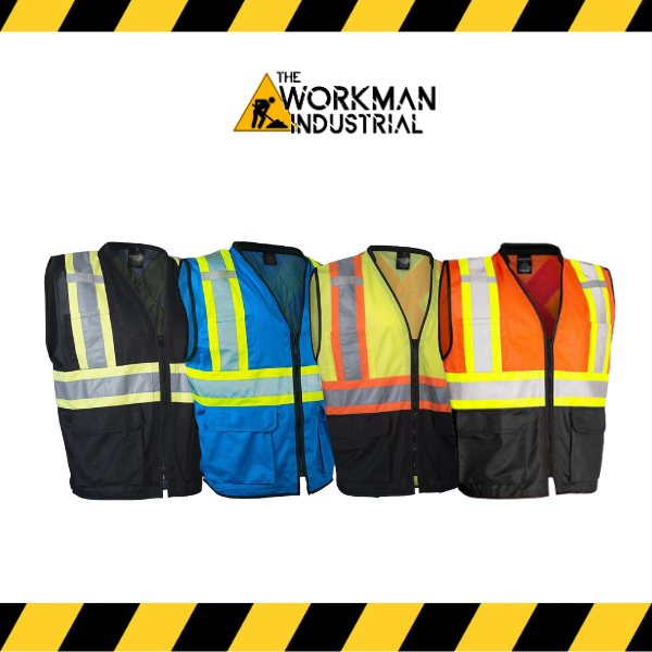 Forcefield hi-vis traffic safety vest with padded collar and mesh back.