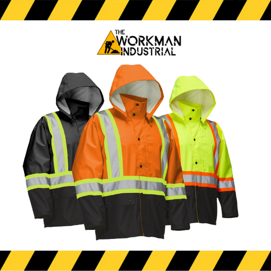 Forcefield hi-vis waterproof safety rain jacket in fluorescent.