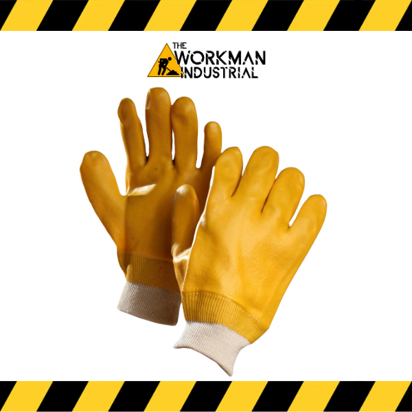 Forcefield premium yellow PVC chemical resistant gloves.