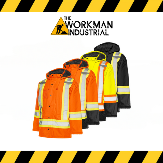 Ground Force hi-vis winter traffic parka in fluorescent yellow/orange.