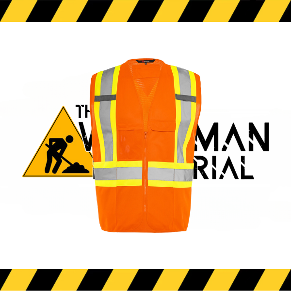 Ground Force hi-vis traffic vest with zipper front and solid/mesh design.