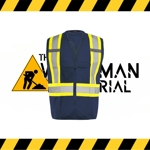 Ground Force hi-vis traffic vest with zipper front and solid/mesh design.