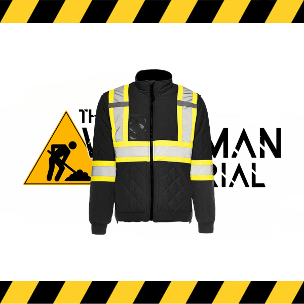 Ground Force hi-vis quilted freezer jacket in fluorescent yellow/orange.