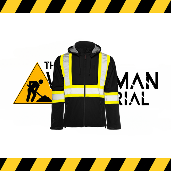 Ground Force hi-vis soft shell jacket with detachable hood.