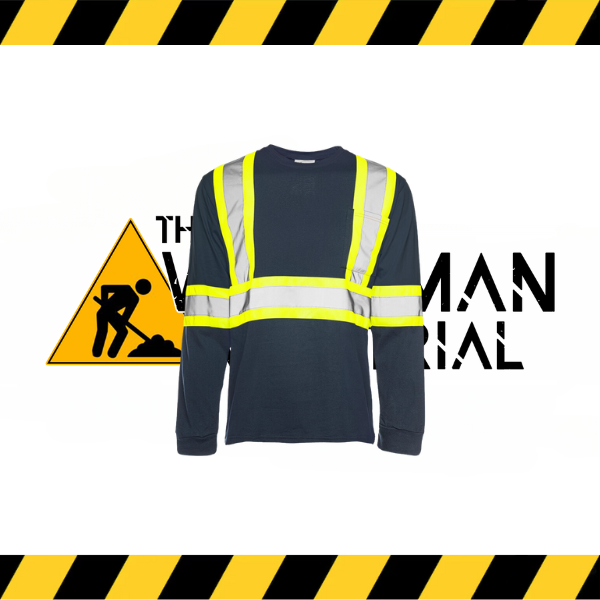 Ground Force long sleeve hi-vis traffic t-shirt in fluorescent yellow/orange with reflective tape.