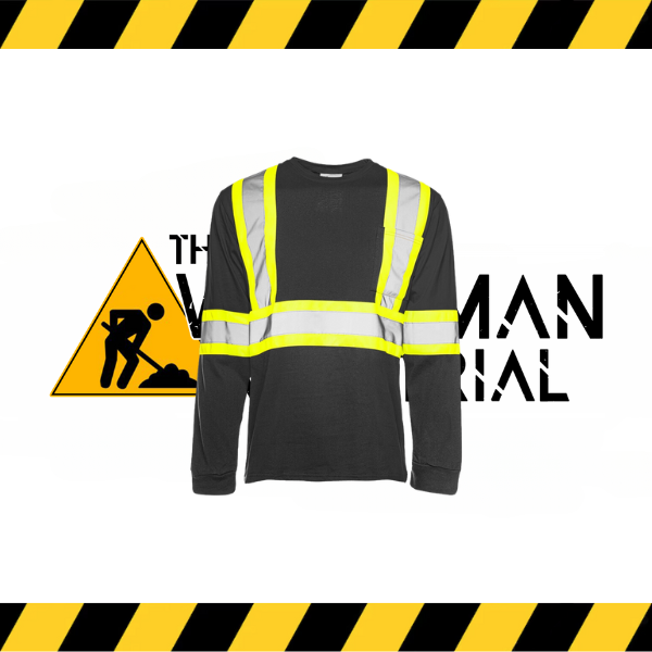 Ground Force long sleeve hi-vis traffic t-shirt in fluorescent yellow/orange with reflective tape.