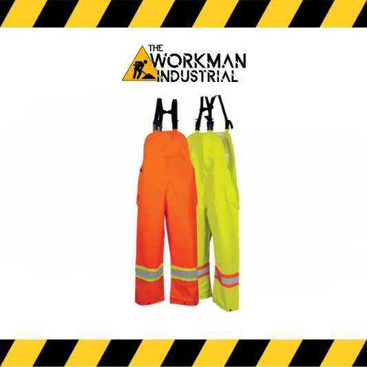 Ground Force hi-vis waterproof ripstop bib pants in fluorescent yellow/orange.