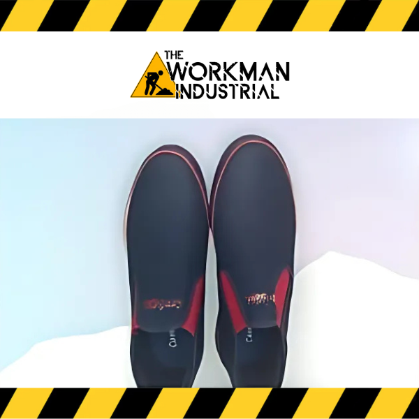 Front view of the HYPERMAX athletic slip-on shoes with Red Black design.