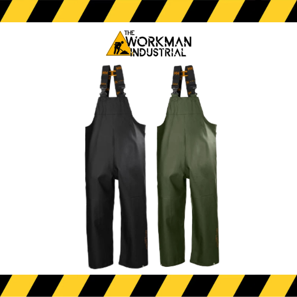 Helly Hansen Gale waterproof rain bib with flexible knit fabric.