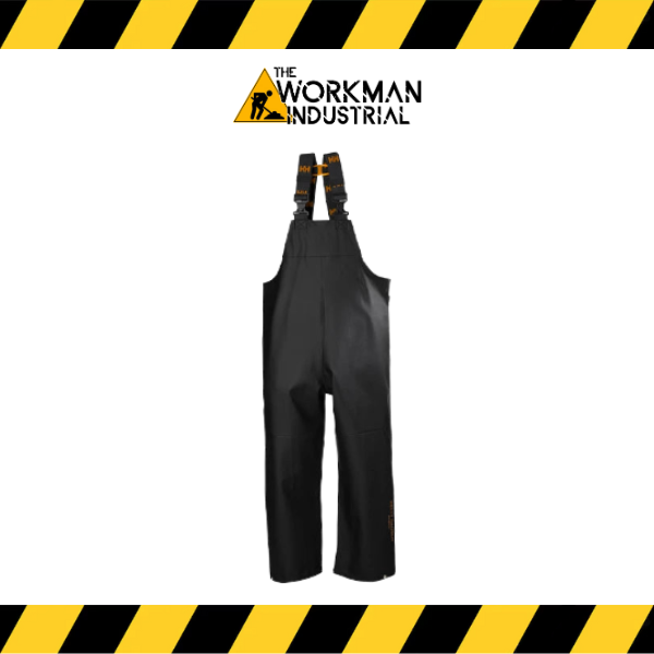 Helly Hansen Gale waterproof rain bib with flexible knit fabric in navy.