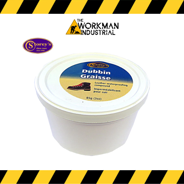 Tub of Storey's Dubbin leather waterproofing and conditioning compound.