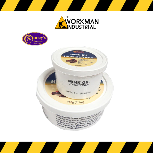 Tub of Storey's Mink Oil conditioner.