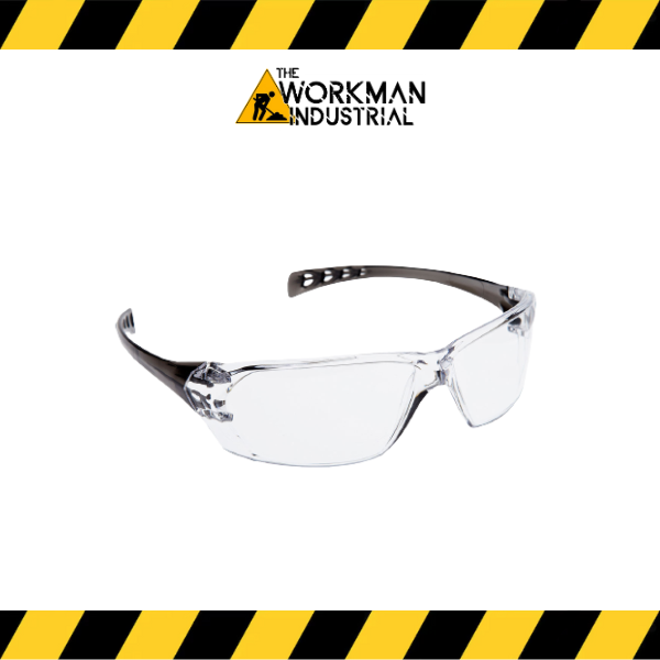 Slous rimless safety glasses with clear lens.