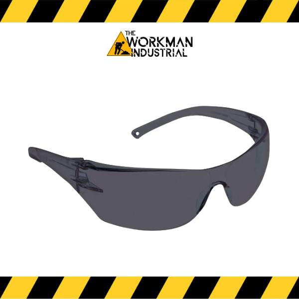 PIP Curve rimless safety glasses with a smoke lens and 3A coating.