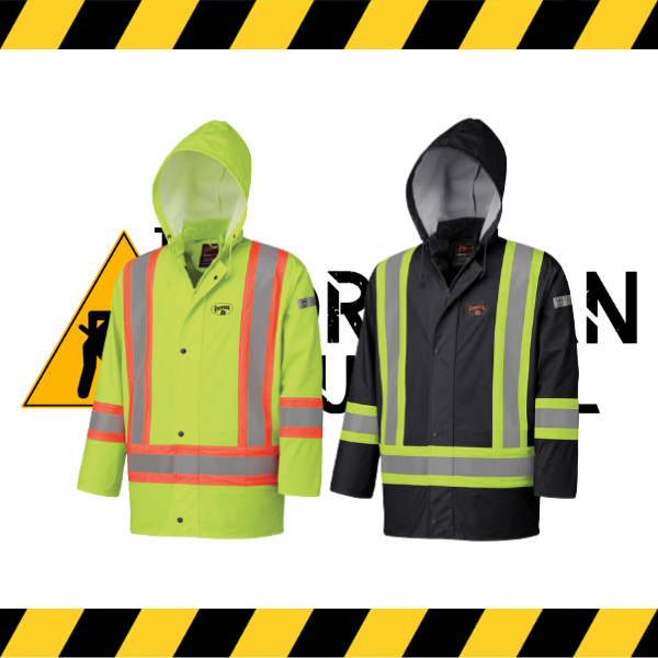 Pioneer FR hi-vis waterproof safety jacket with 4-way stretch.