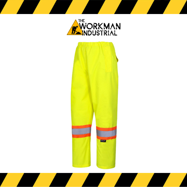 Pioneer hi-vis heavy-duty 450D waterproof pants in fluorescent lime.