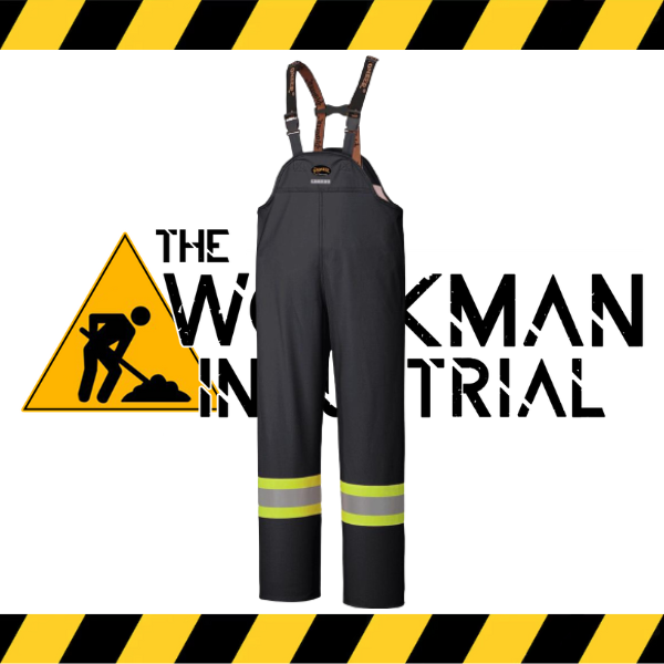 Front view of the Pioneer Hi-Viz Yellow/Green FR Waterproof Bib Pants.
