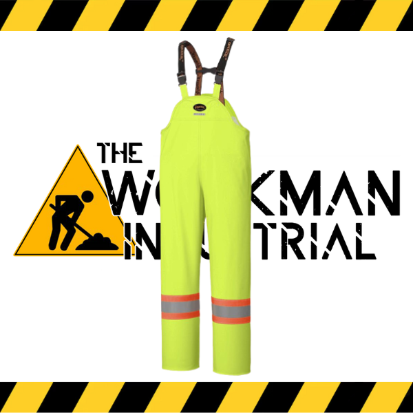 Front view of the Pioneer Hi-Viz Yellow/Green FR Waterproof Bib Pants.