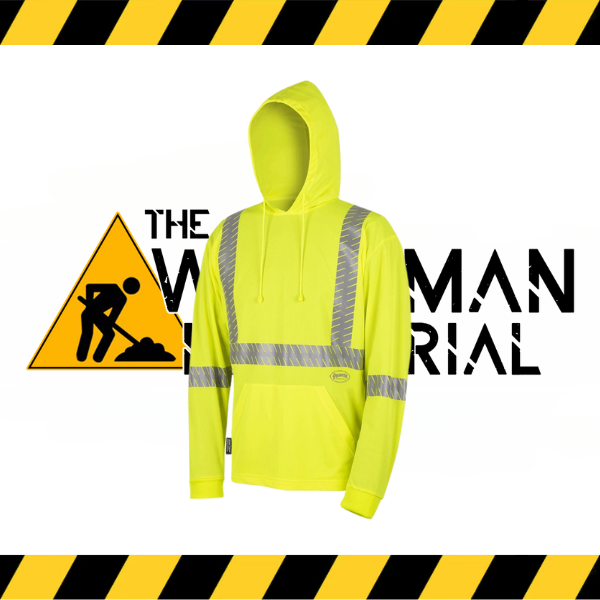 Pioneer hi-vis birdseye safety hoodie shirt in fluorescent.
