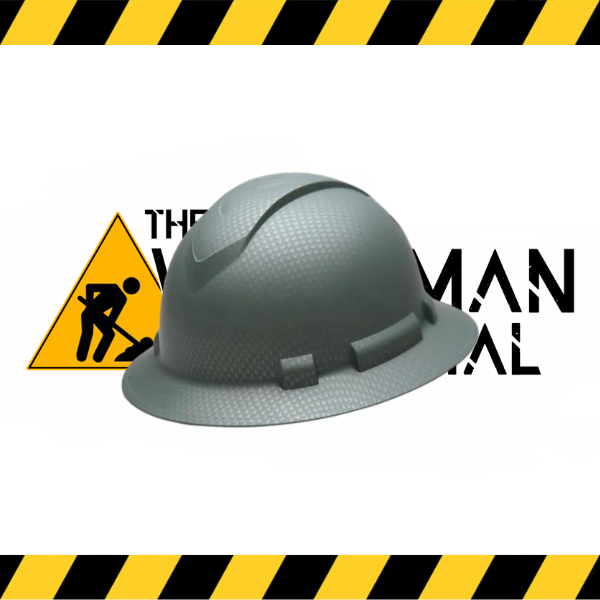 Pyramex Ridgeline full brim hard hat with a matte graphite hydro dipped finish.