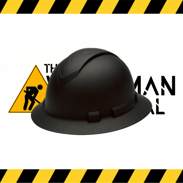 Pyramex Ridgeline full brim hard hat with a matte graphite hydro dipped finish.