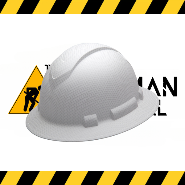 Pyramex Ridgeline full brim hard hat with a matte graphite hydro dipped finish.
