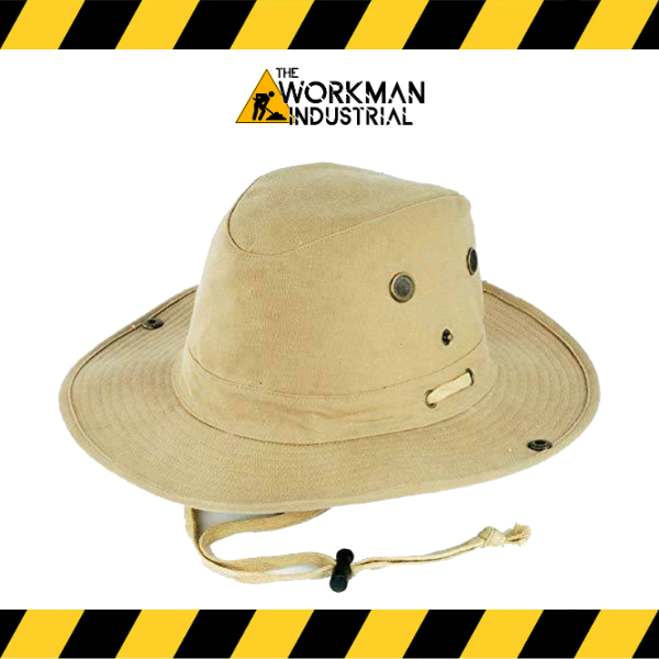 The World Famous Outback Sun Hat in a khaki/tan color.