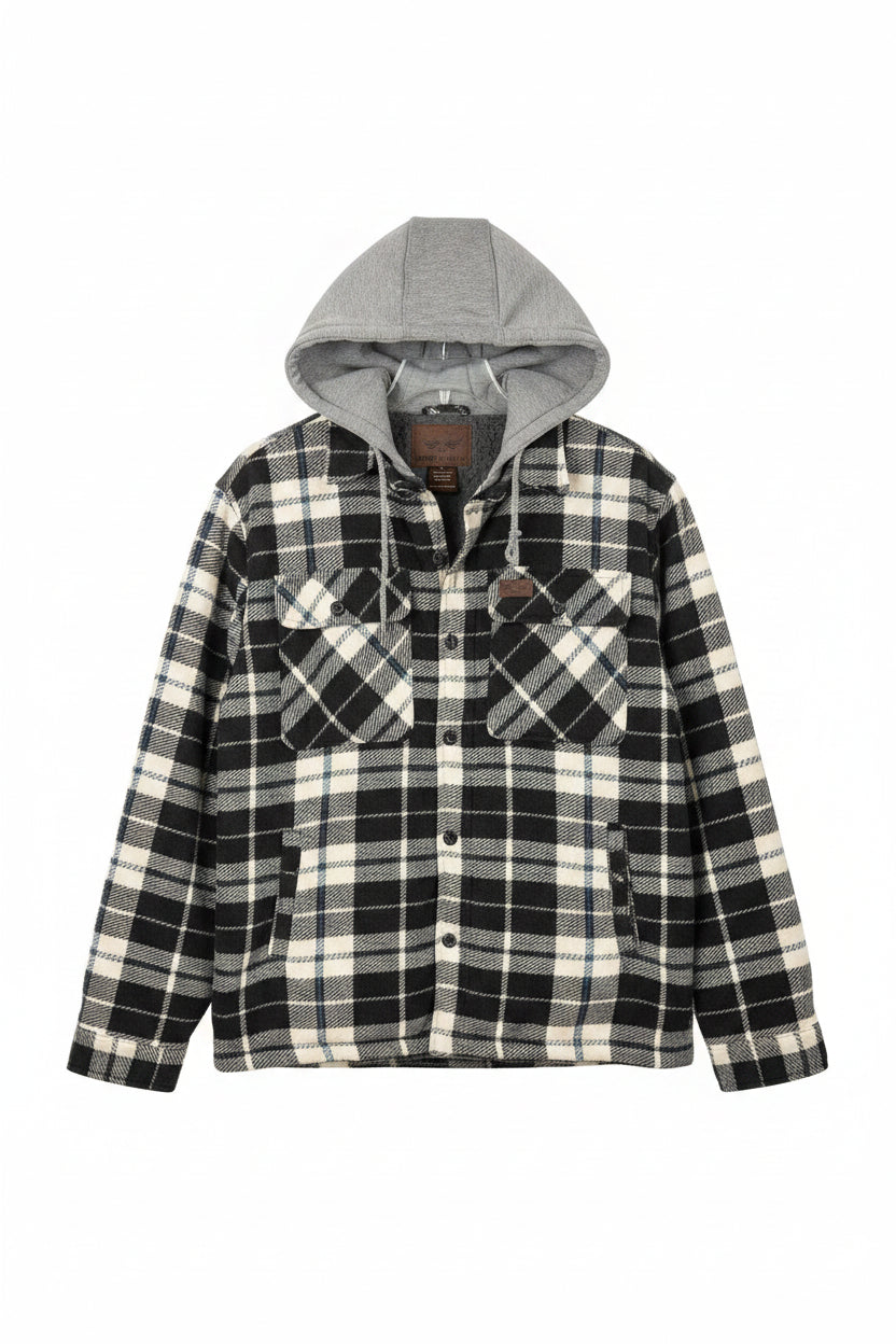 Plaid jacket on a mannequin in a store with a price tag.