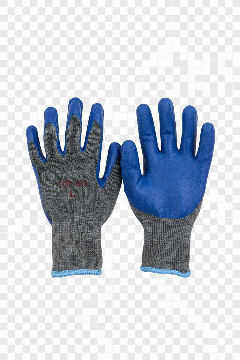 TOP 618 String Knit Latex Work Gloves - Blue