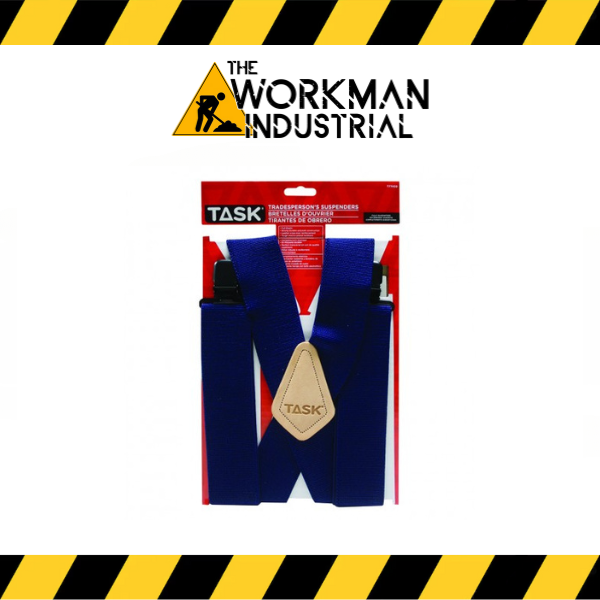 Task Tools heavy-duty full elastic work suspenders in blue.