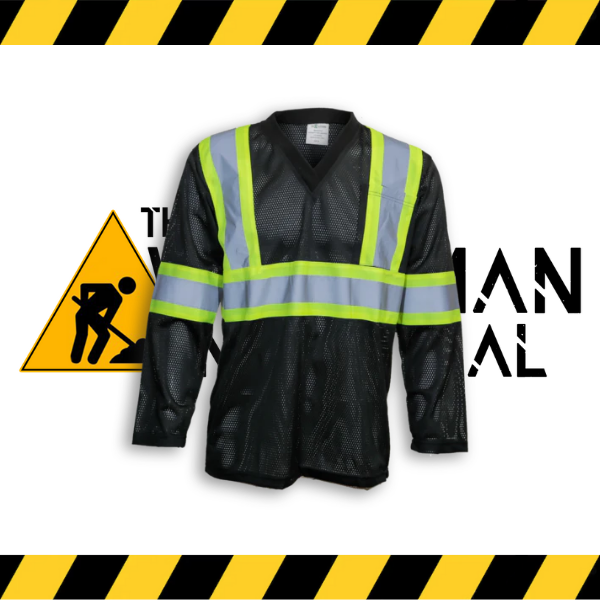 The black Big K long sleeve mesh hi-vis shirt with 3M reflective tape.