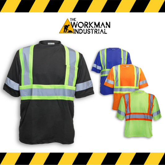 Big K hi-vis moisture-wicking short sleeve safety t-shirts in various colors.
