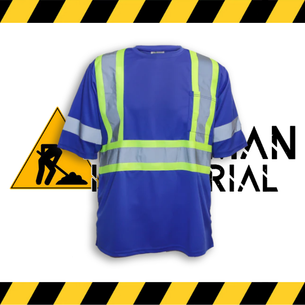 The blue Big K short sleeve wicking hi-vis shirt with 3M reflective tape.