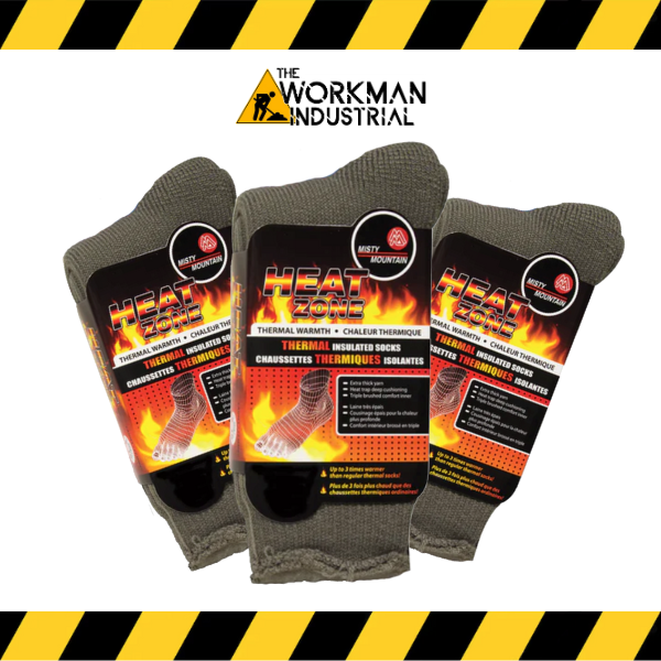 3-pack of Misty Mountain triple-brushed thermal work socks.