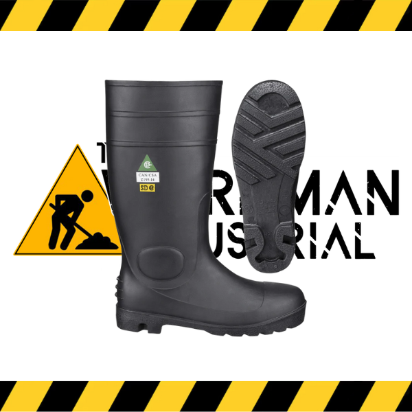 Pioneer PVC steel toe safety boots.