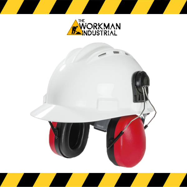 Sellstrom premium cap-mounted earmuffs with NRR 28 dB rating.