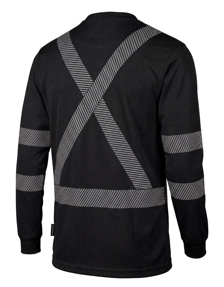Hi Vis Black Crewneck Long Sleeve Ultrasoft Technical Tee