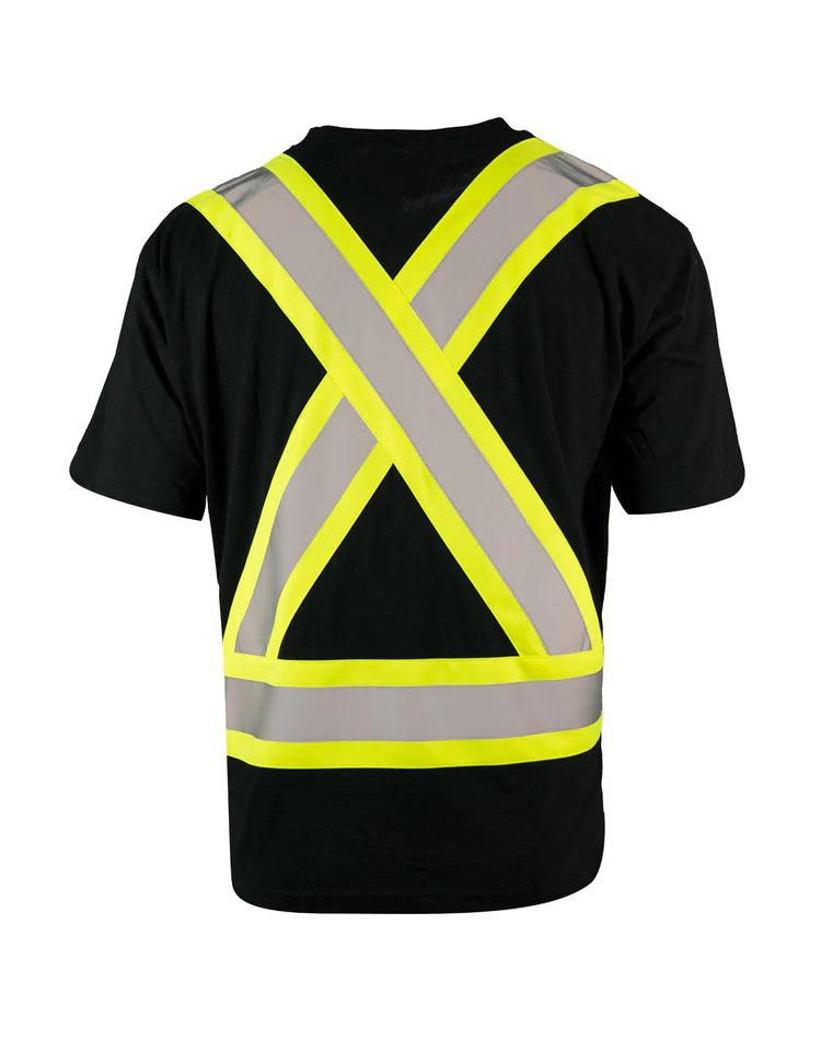 Forcefield Hi Vis Crew Neck Short Sleeve Safety Tee Shirt with Chest Pocket