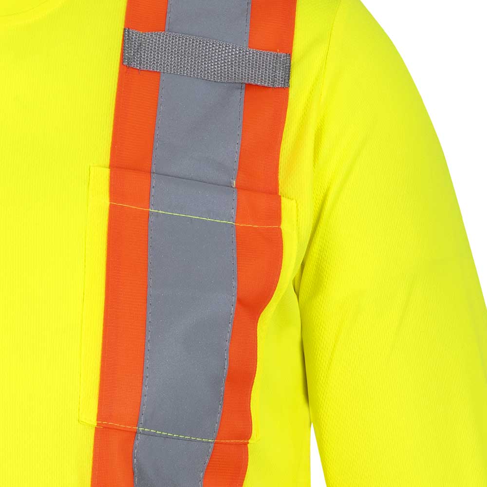 Pioneer Hi-Vis Bird's-Eye Long-Sleeved Safety Shirt - Hi-Vis Yellow/Green