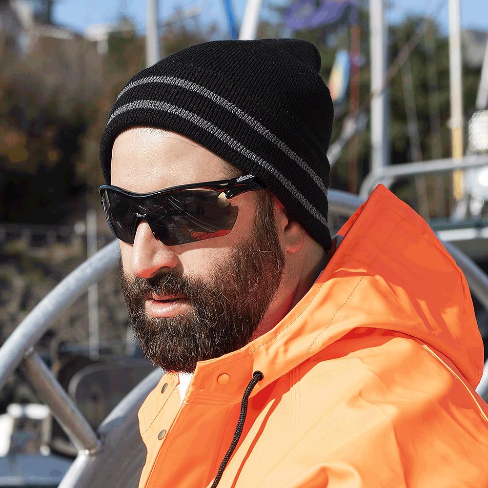 Pioneer Hi-Vis Reflective Safety Toque - Black - One Size Fits All